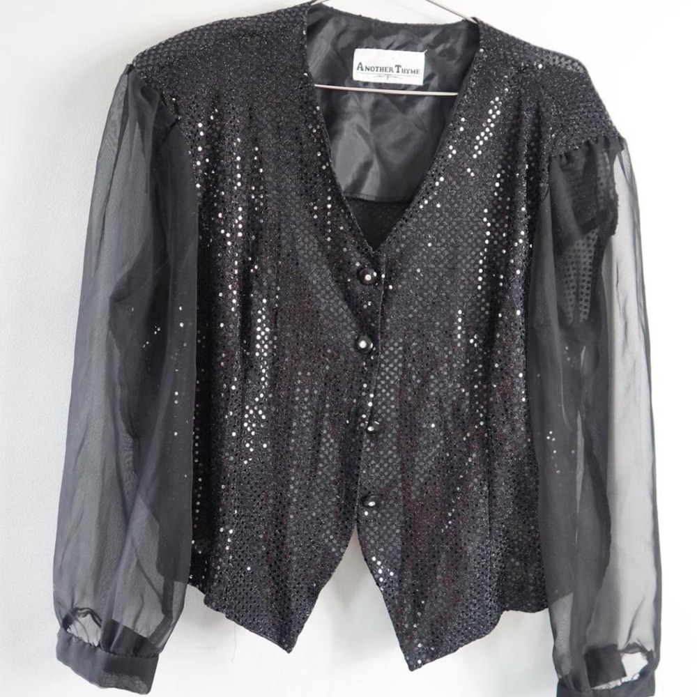 Black vintage sequin top